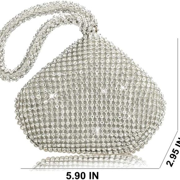 Women's Rhinestone Evening Bag Small Large Clutch Wedding Prom Party - Picture 6 of 7